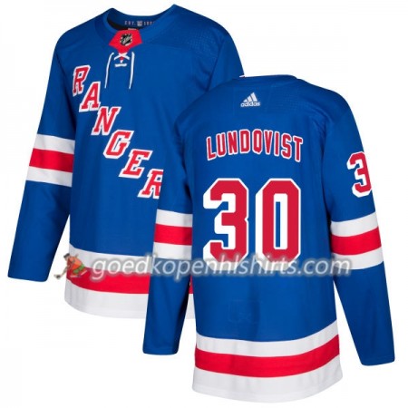 New York Rangers Henrik Lundqvist 30 Adidas 2017-2018 Royal Authentic Shirt - Mannen